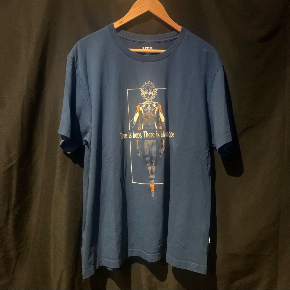 Uniqlo UT Evangelion EVA Tee T-Shirt Sz  XXL Anime Large Blue” 24x29 1/2